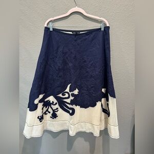 Nic + Zoe embroidered linen rayon skirt EUC Sz 16
